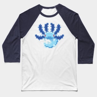 Blue Pixel Axolotl - Cute Retro Animal Design Baseball T-Shirt